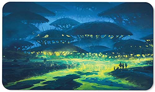 Paramint Jellyfish Village (Stitched) - MTG Playmat by Andreas Rocha - Compatible for Magic The Gathering Playmat - Play MTG, YuGiOh, Pokemon, TCG - Original Play Mat Art Designs & Accessories