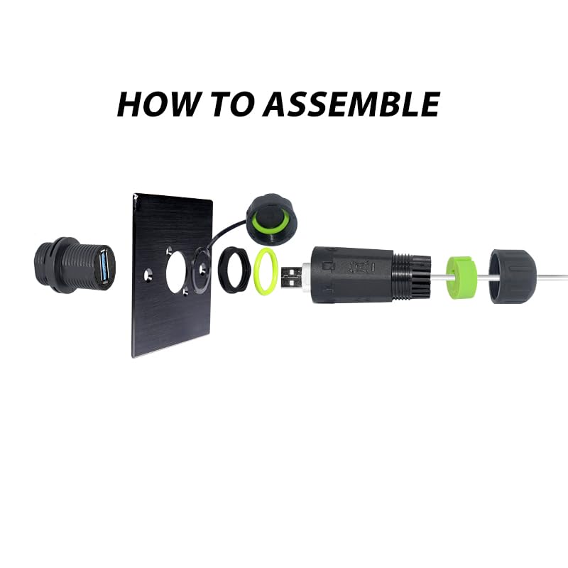 Conector USB panel impermeable IP68, pack 2 piezas miniatura 3