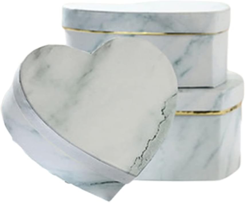 3pcs Heart Shape Gift Box Marble Candy Packing Case Container Jewelry Necklace Rings Decorative Storage Organizer for Wedding Peach Heart Marble Gift Box Jewelry Necklace Ring Case