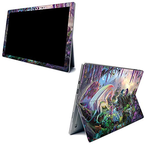 Image of MightySkins Carbon Fiber Skin for Microsoft Surface Pro 7 - Dragon Paradise | Textured Carbon Fiber Finish | Easy to Apply, Remove, and Change Styles | Made in The USA