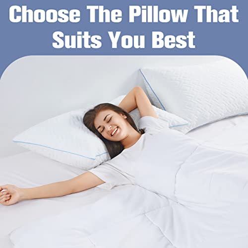Shilucheng Shredded Memory Foam Pillows King Size Set Of 2, Cooling Pillows For Sleeping, Adjustable Bed Pillows For Side Stomach Back And Hot Sleepers With Cooling Bamboo Cover, 2 Pack, 20"X36" #TOP4