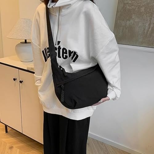 Quantifyn/Corelration Bag, Women's Fashion Plain Color Nylon Crossbody Hobo Bags, Lightweight Crescent Bags2