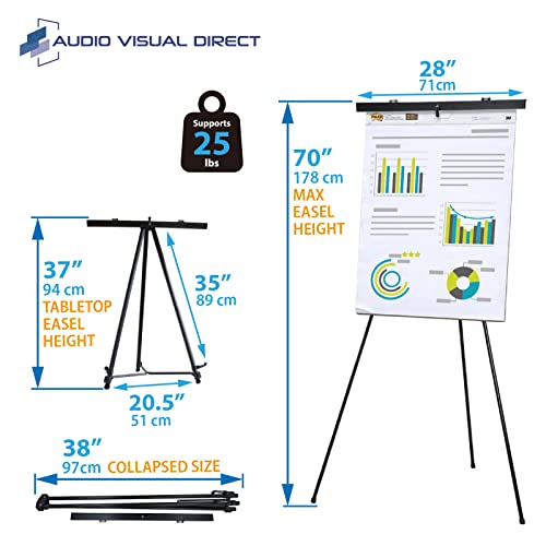 Audio-Visual Direct Lightweight Aluminum Flip-Chart Presentation Easel, Adjustable Height 37"-70", Black by Audio-Visual Direct - Image 2