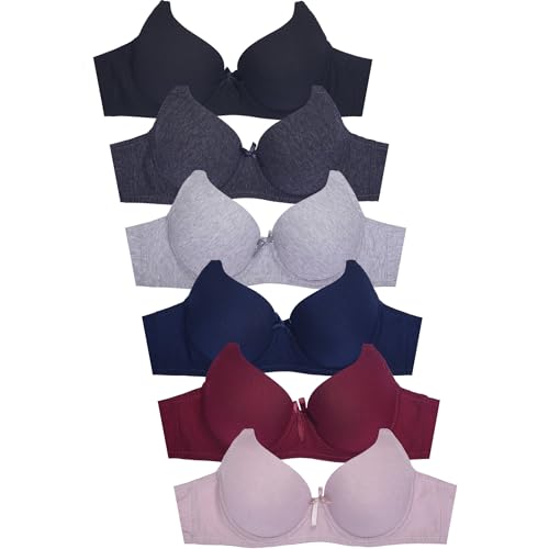 Image of Mamia Women's Basic Plain Bras, Pack of 6