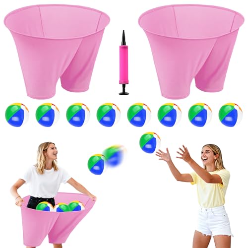 Image of Granny Pants Outdoor Game with 8 Bouncy Balls and 1 Air Pump (Random Colors), 2PCS Granny Pants Game Baby Shower Funny Party Game for Adults & Family, Giant Pants Catch Granny Pants Yard Game