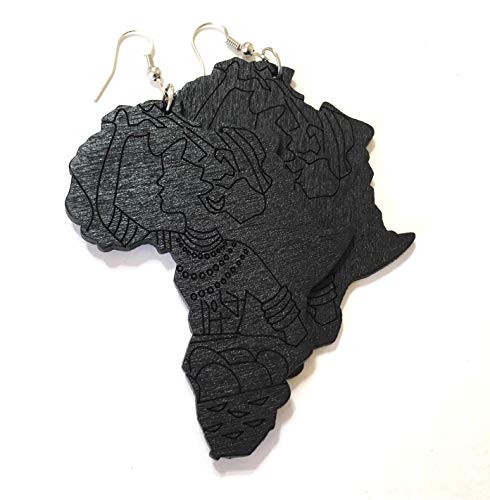 African Afrocentric Nubian Afro American earring fashion style design Black Natural light wood