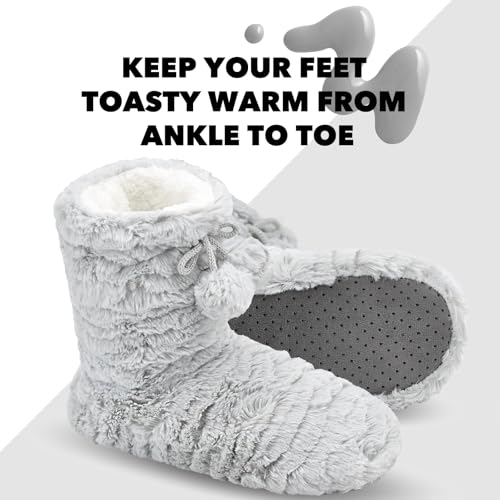 Image of Keyela Womens Non-Slip Sole Slipper Socks, Fluffy Winter House Booties