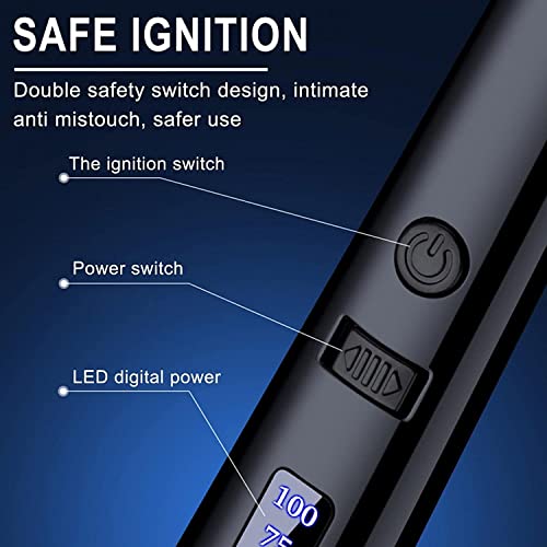 Image of Electric Arc Lighter, Windproof USB Rechargeable, Flameless, Modern Black Aluminum + Zinc Alloy, For Home, Kitchen, Outdoor, BBQ, Camping