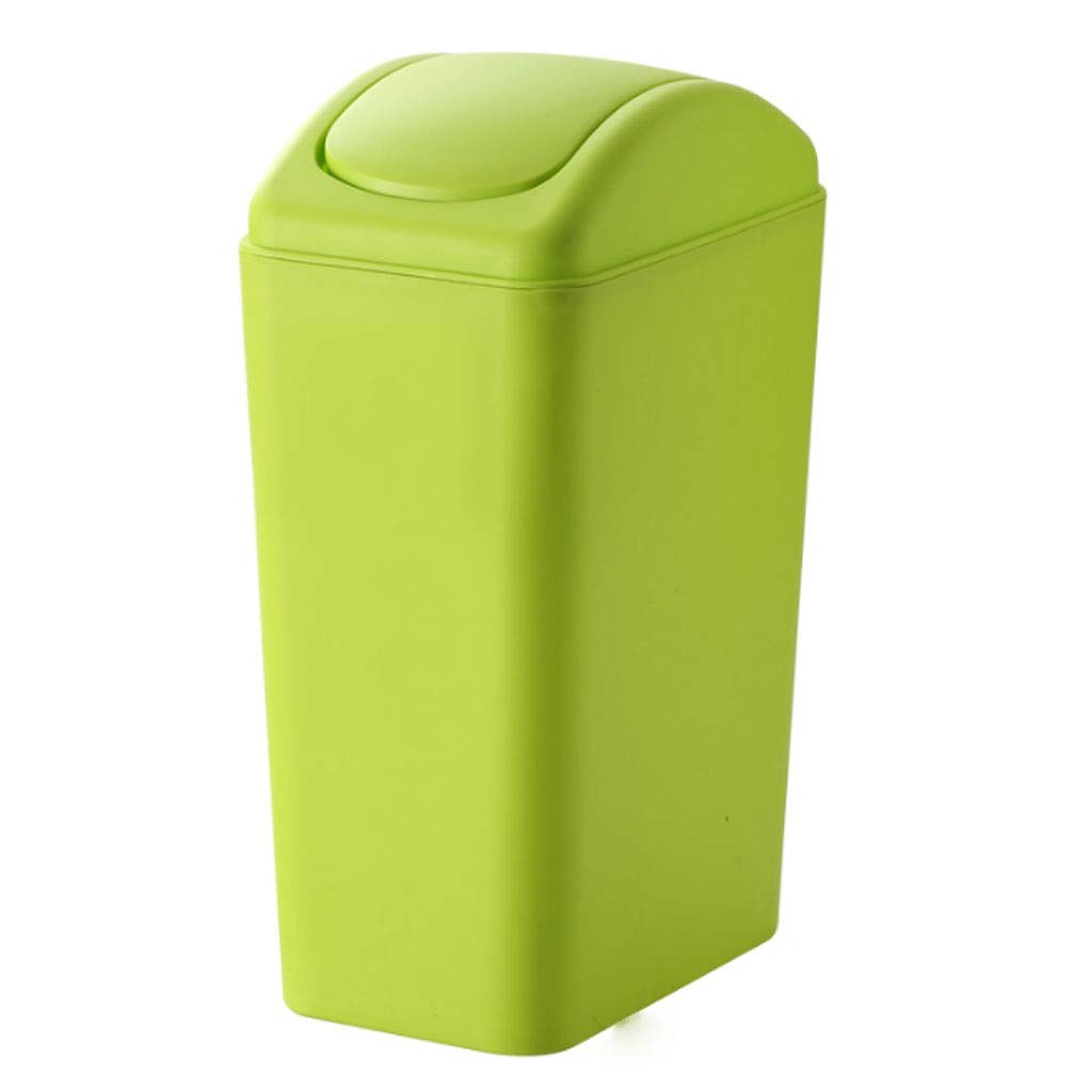 UPJAKS Cubo de Basura Bote de basura Hogar Sala de estar Dormitorio Baño Cocina Batido Cubierta Rectangular Inodoro cubierto Cubo de basura 12L Bote de Basura Baño (Color : Groen)