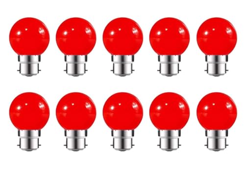 ZFQ 10 Pack B22 Bayonet Colored LED Light Bulbs 2W G45 Golf Ball Mini Globe Bulb Lighting Bulbs,Red for Outdoor Indoor String Patio Garden Party Christmas
