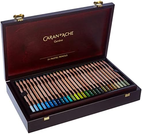 Caran d'Ache, 788.484, Wooden Gift Box with 84 Pastel Pencils, Multi-Coloured
