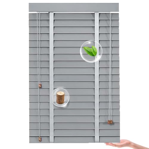 Holzjalousie Jalousie Fenster Innen, 50mm Holz Jalousien Horizontale Jalousette Echtholz, Jalousien für Schlafzimmer, Terrasse, Büro, 30 45 55 60 80 90 100 110 120 130 140 160cm(Silver)