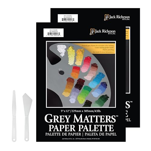 Jack Richeson Grey Matters Disposable Paper Palette 9 x12 2 Pack Includes 2 Palette Knives