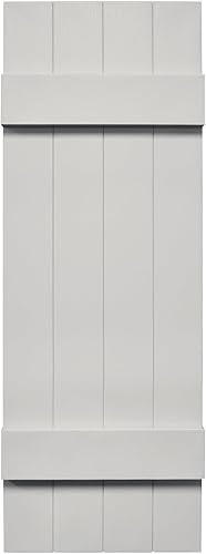 Mid America - Persiana estándar de vinilo tipo revestimiento exterior de madera de 4 tablones de 14 pulgadas (1 par)