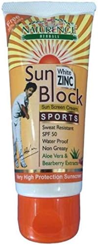 Naturence Herbals Sun Block Sports Cream White Zinc SPF50, 72g