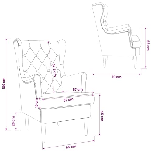 Fauteuil en velours chic avec structure durable vidaXL - 3