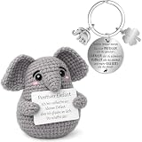 Farbeele Positiver Elefant und Glücksbringer-Schlüsselanhänger, Einschulung Geschenk, Pocket Hug Positive Figur, MutmacherGeschenk, Glücksbringer Prüfung, Geburtstagsgeschenk
