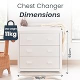 Babymore Eva 2 Piece Nursery Room Set White - 1 Baby Cot Bed & 1 Chest Changer With 3 Double Handle Drawers, Wooden Chest Of Drawer Storage Cabinet | 2 Piece Nursery Room Furniture White - Image 8