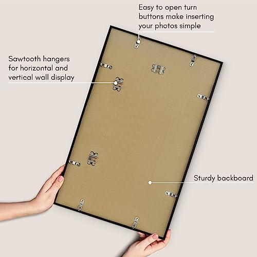 Americanflat 14x22 Picture Frame with Polished Plexiglass - Streamline Collection - Thin Border Picture Frame for Wall Display - Hanging Hardware Included - Black