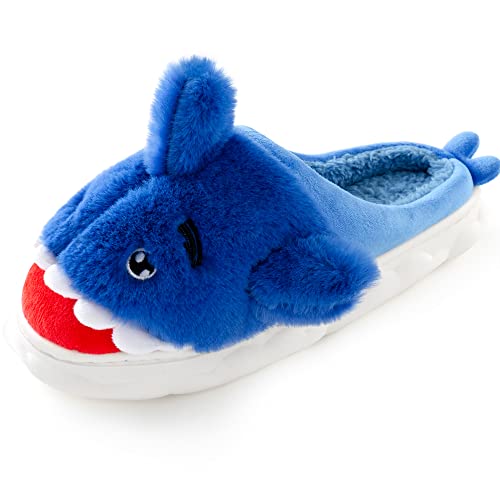 Heehipoo Kids Shark Slippers Boys Winter Warm Animal Fuzzy House Slippers With Non-Slip Rubber Thick Sole #TOP2
