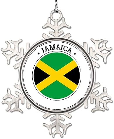 Snowflake Ornament Jamaica Flag Ornament for Christmas Tree Decor Country City Souvenir Personalized Christmas Ornaments 2022 Funny Metal Souvenir Xmas Tree Hang Pendant Winter Exchange Gift 3 Inch