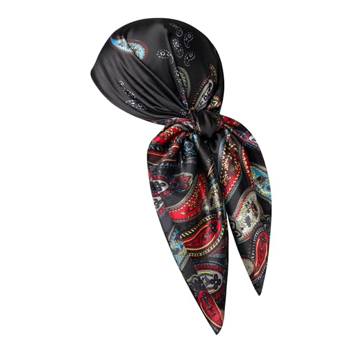 Image of 35 inch Men's Silk Cowboy Scarf - Oversized Western Bandana Neckwear, Large Square Scarf with Gift Packaging