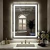 LED Bathroom Mirror with Lights 24x36, Wall-Mounted Vanity Mirrors Front & Backlit Separate Light Control Stepless Dimmable Anti-Fog Memory 3 Color Temperatures Shatter-Proof Tempered Glass
