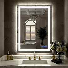 LED Bathroom Mirror with Lights 24"x36", Wall-Mounted Vanity Mirrors Front & Backlit Separate Light Control Stepless Dimmable Anti-Fog Memory 3 Color Temperatures Shatter-Proof Tempered Glass