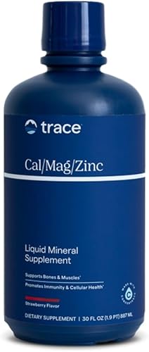 Trace Minerals Cal/Mag/Zinc - Suplemento mineral líquido para la salud natural del cuerpo - Salud ósea, muscular y celular - Apoya la inmunidad y la
