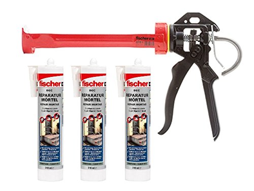 Fischer Reparaturmörtel mit Kartuschenpistole 3 x Express Cement 534474 DEC ZEG zementgrau