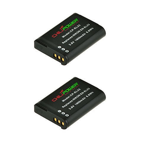 2x ChiliPower EN-EL23, ENEL23 (1800mAh) Batterie pour Nikon Coolpix P600