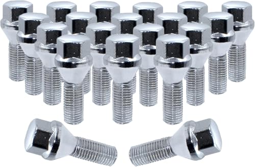 Wheel Accessories Parts 20 Pcs 12mm 1.25 12x1.25 Thread Acorn Seat Lug Bolt 17mm Hex 24mm Thread Length Chrome Fits 2016+ Jeep Renegade