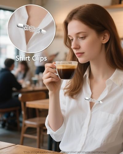 Image of 5 Pcs Sweater Clips Waist Cinch Clips Vintage Dress Clip Back Cinch Retro Brooch Shirt Clip Set for Women Clothing Shawl Cardigan Collar, 5 Styles