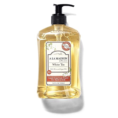 A La Maison White Tea Liquid Hand Soap | 16.9 Fl Oz. Pump Bottles Moisturizing Natural Hand Wash Soap | Triple French Milled | Gentle To Hands | (2 Pack) #TOP3