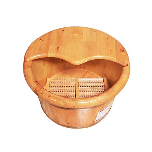 Wood Foot Tub Cedar Foot Bath Barrel Wooden Foot Washing Tub Thicken Solid Wood Pedicure Barrel Pedicure Bowl Spa Massage with Lid