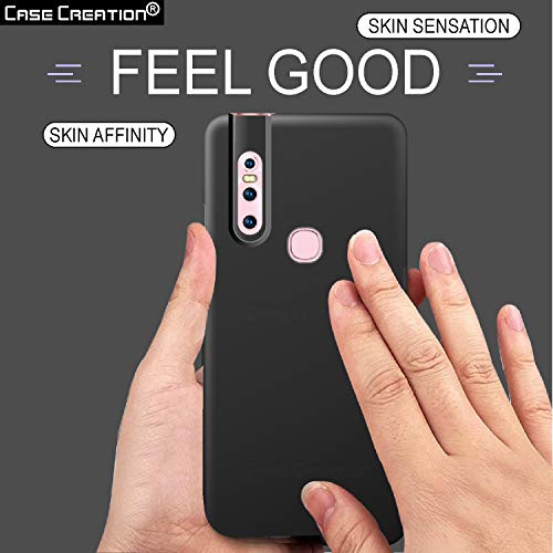 Image of Case Creation Luxurious OG Series for VivoV15 Case Cover,Anti-Dirty Slim Case Frosted Matte Cute Candy TPU Raised Bezel (Splash of Color) Back Cover for Vivo V15 -Black