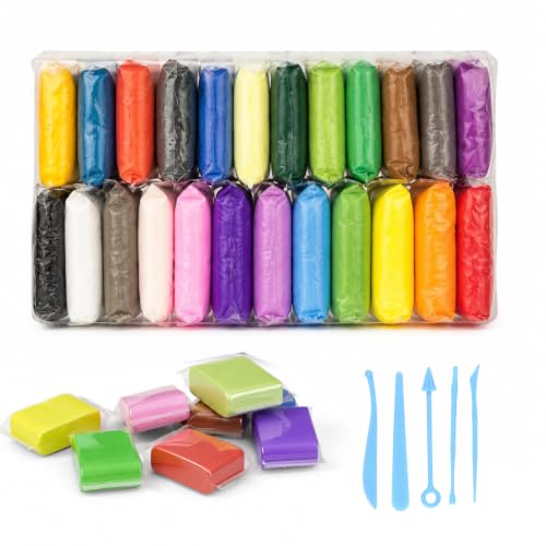 24 Colores Arcilla Polimérica DIY Moldeado Suave con Herramientas de Modelado Color basic-farben