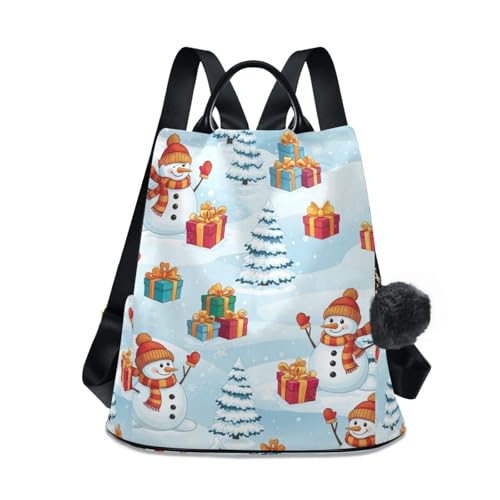 Sac à dos femme fermeture éclair imprimé bonhomme de neige hiver