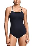 SYROKAN Women's Athletic One Piece Swimsuit Competitive Sport Swimwear Adjustable Straps Bathing Suit Black 38