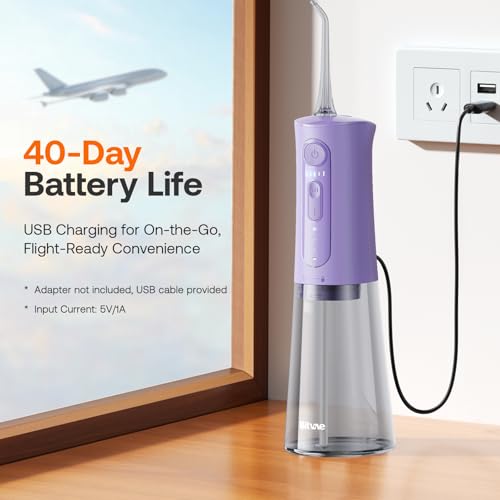 Image of Bitvae Water flosser Cordless, Portable Water Flosser for Teeth, IPX7 Waterproof Water Teeth Cleaner Picks, 3 Modes 5 Intensities, USB Rechargeable Water Dental Picks for Cleaning - Lavender