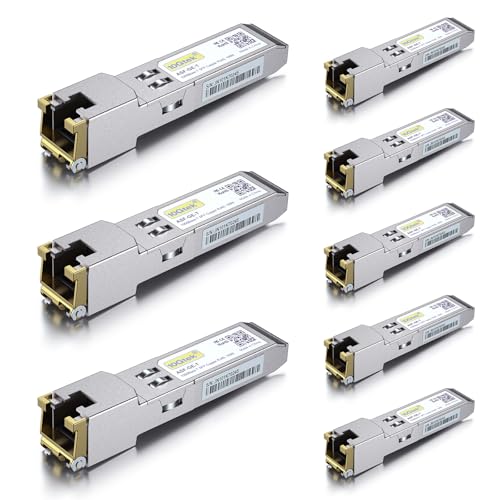 [8 Pack] 1G SFP to RJ45 Mini-Gbic Module 100-meter, 1000Base-T Copper Transceiver Compatible for Cisco GLC-T/SFP-GE-T, Meraki, Ubiquiti UniFi UF-RJ45-1G, Netgear, Zyxel, D-Link, TP-Link and more