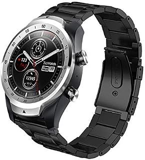 Aimtel Compatible with TicWatch Pro 3 Band/Pro 4G LTE/Pro 2020 Bands, 22mm Stainless Steel Wristband Metal Replacement Strap for Ticwatch Pro Series Smartwatch (Black)