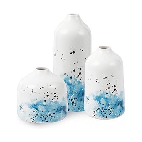 Flower White Ceramic Vase Set, Farmhouse Home Decor, Great for Centerpieces,Set of 3 Vases Cover