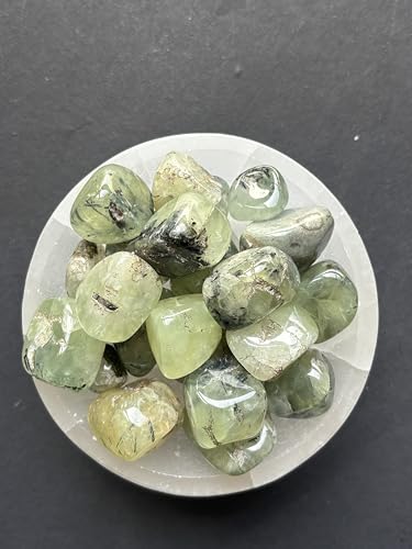 Image of Tumbled Stones, Natural Crystal Healing Stones, Home Office Decor, Aquarium Decorative Pebbles, Vase Fillers (Prehnite, 100)