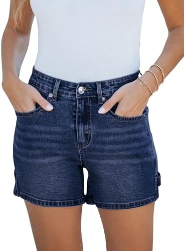 luvamia Jean Shorts for Women Trendy High Waisted Denim Shorts Carpenter Stretchy Summer Casual Mom Cut Off Jeans Shorts