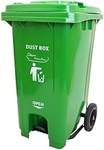 KIKAIYA DB-100G Dust Box, 3.4 gal (100 L), Pedal Opening/Closing Type, with Casters, Large Capacity, Trash Can with 10 Plastic Bags, Green