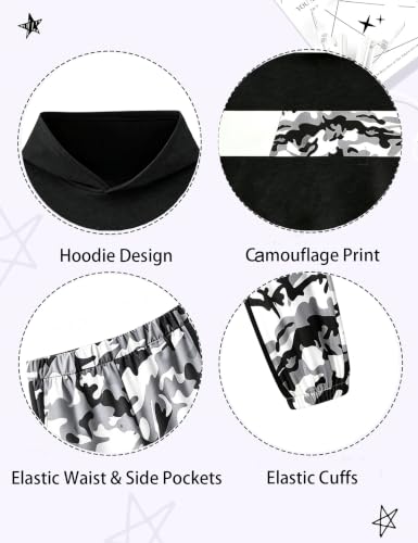Image of Boys Clothes Boy Outfits 2-Piece Long Sleeve Hoodie and Camouflage Pants Boys Fall Winter Clothes for 6-16 Years