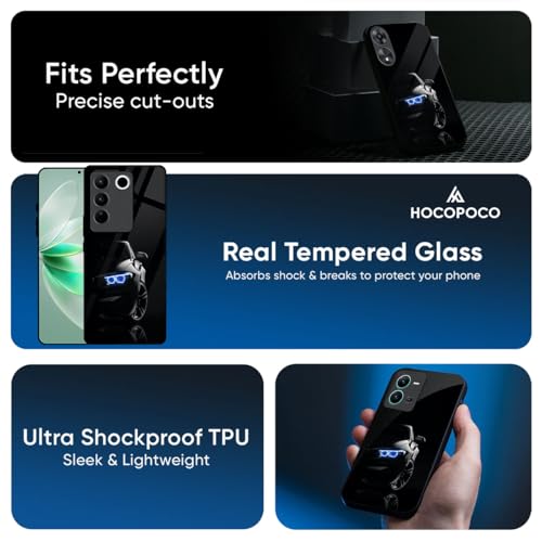 Image of Printed Tempered Glass Back Case Cover Compatible with iQOO Neo 10 5G - Car in Dark Real Real Glass case