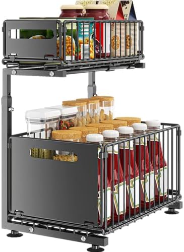 YunNasi Organizador Bajo Fregadero Cocina 2 Niveles Metal Negro 1...