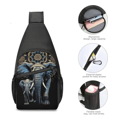 Bolso Sling Two Elephants Negro para Senderismo y Viaje miniatura 5